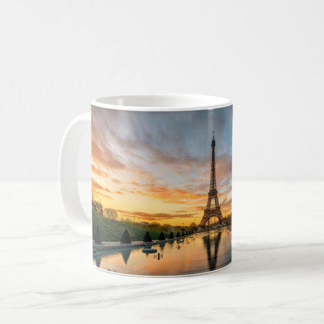 Caneca De Café Monumentos | Torre Eiffel Sunrise (Frente Esquerda)