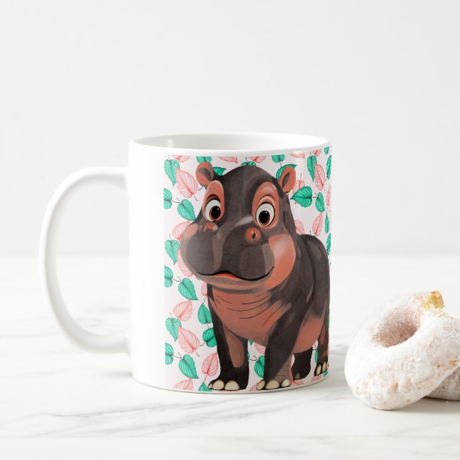 Caneca De Café Moo Deng Hippo para Feliz Natal (Com Donut)