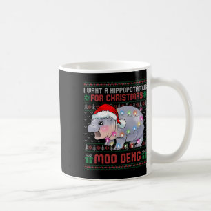Caneca De Café Moo-Deng Quero Um Hippopotâmus Para A Festa De Nat