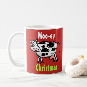 Caneca De Café Moo-ey Natal Engraçado Cow Mug
