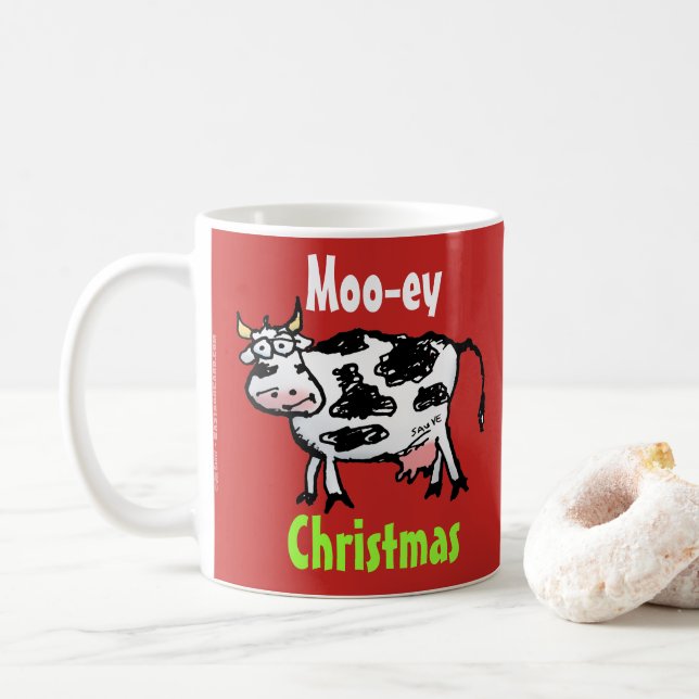 Caneca De Café Moo-ey Natal Engraçado Cow Mug (Com Donut)