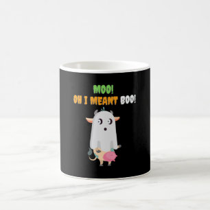 Caneca De Café Moo! Oh, Quero Dizer Boo! - Holloween Engraçado