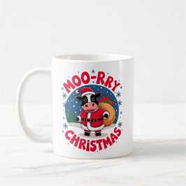 Caneca De Café Moo-rry Christmas Funny Cow Santa Christmas
