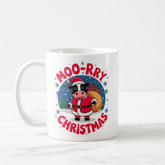 Caneca De Café Moo-rry Christmas Funny Cow Santa Christmas