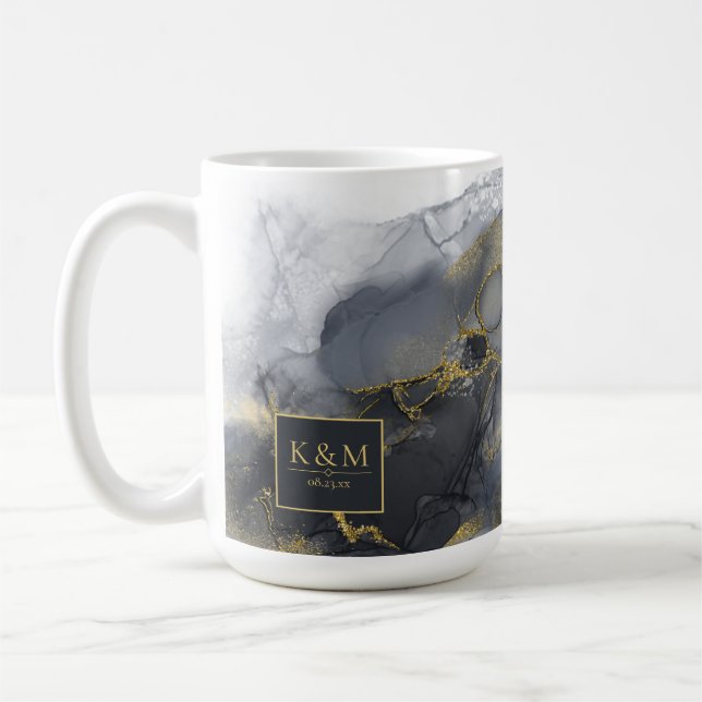 Caneca De Café Moody Ink Charmalho Dourado Abstrato Blk ID988 (Esquerda)