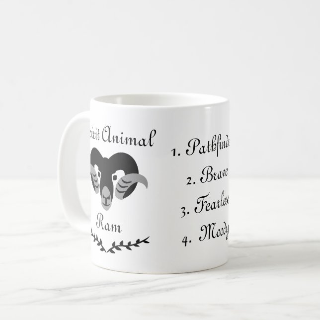 Caneca De Café Moody Tribal Aries Totem Espírito Animal Café Mug (Frente Esquerda)