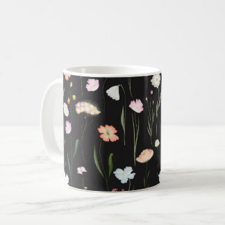 Caneca De Café Moody Wildflower Black Floral Patterno