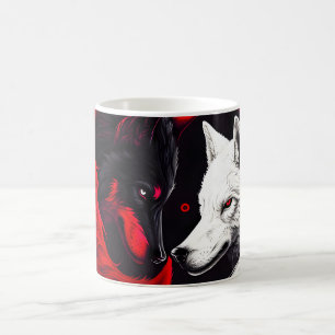 Caneca De Café Moon Crimson Red White Wolf