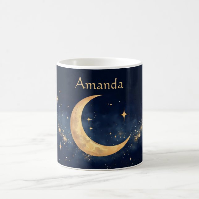 Caneca De Café Moon Personalizado Crescente e Estrelas Noite Sky (Centro)