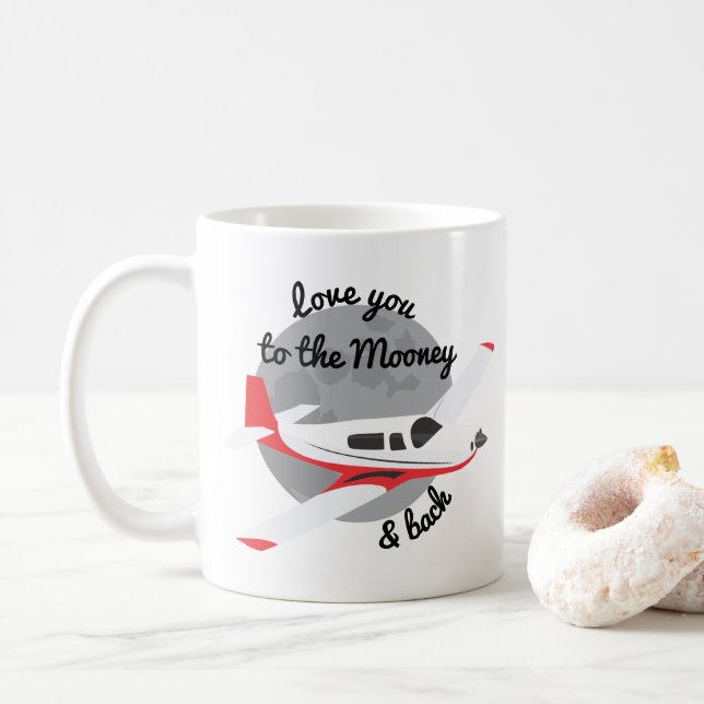 Caneca De Café Mooney Airplane Mug, Amo você de volta (Com Donut)