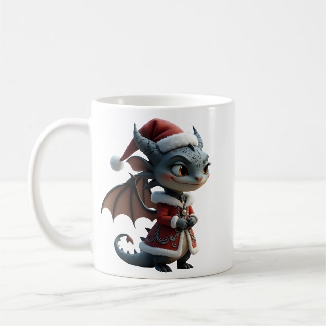 Caneca De Café Moonlit Cookie Bandit – The Grey Christmas Dragon. (Esquerda)