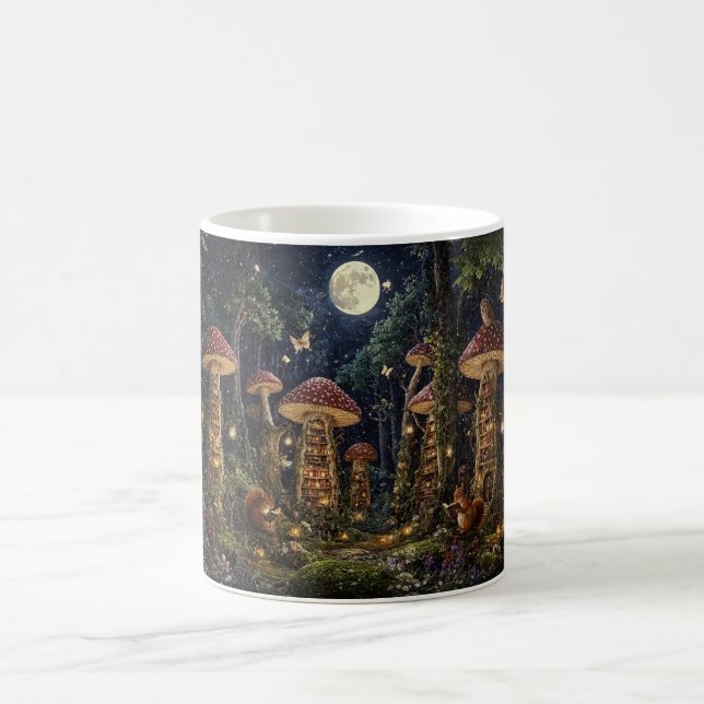 Caneca De Café Moonlit Mushroom Library Fantasy Art (Centro)