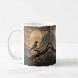 Caneca De Café Moonlit Perch: Um Pássaro Solitário em Crepúsculo