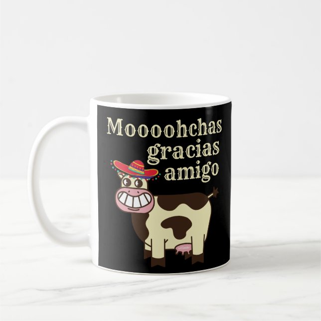 Caneca De Café MOOOHCHAS GRACIAS AMIGO engraçado cinco de mayo (Esquerda)