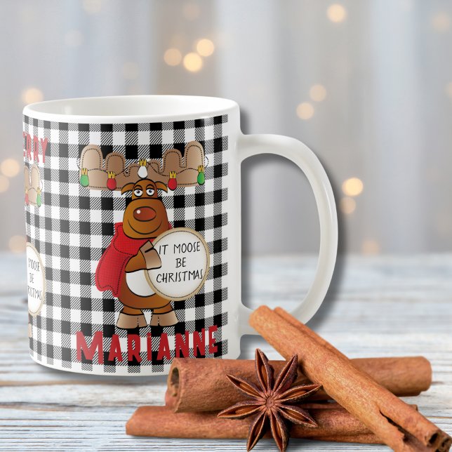 Caneca De Café Moose Personalizada Engraçada Torne Vermelha Feliz (Criador carregado)