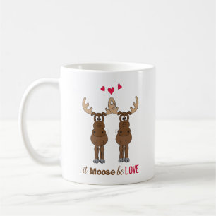 Caneca De Café Moose ser Dia de os namorados de amor é engraçad