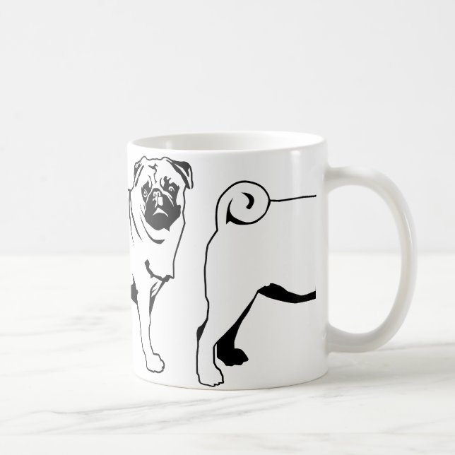 Caneca De Café Mops Pug (Direita)