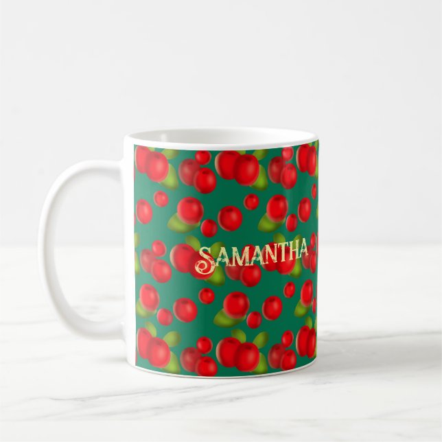 Caneca De Café Morango Com Folhas (Esquerda)