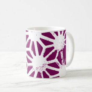 Caneca De Café Morango e padrão geométrico branco