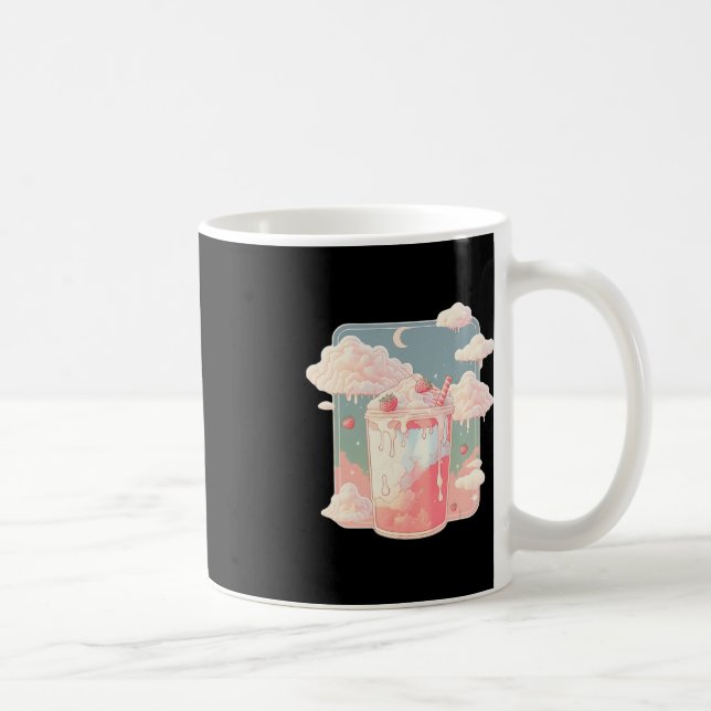 Caneca De Café Morango Leite Milkshake Kawaii Lofi Cute Pastel (Direita)
