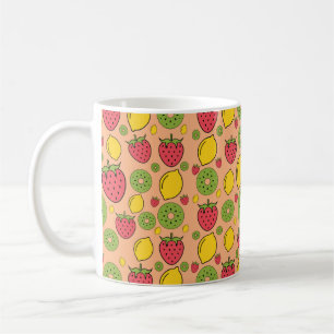 Caneca De Café Morango, limão e papel de parede de fruta kiwi