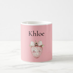 Caneca De Café Morango Rosa Feliz