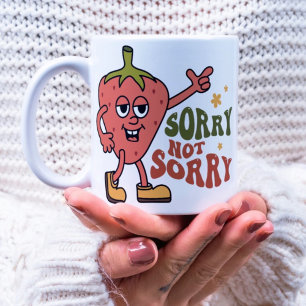 Caneca De Café Morango Sarcástico Desculpe Não Desculpe