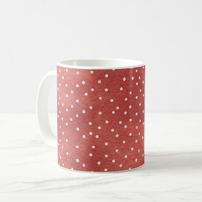 Caneca De Café Morango Vermelho Pontos Brancos (Frente Esquerda)