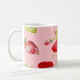 Caneca De Café Morangos aquosos, padrão sem costura, de frutado.