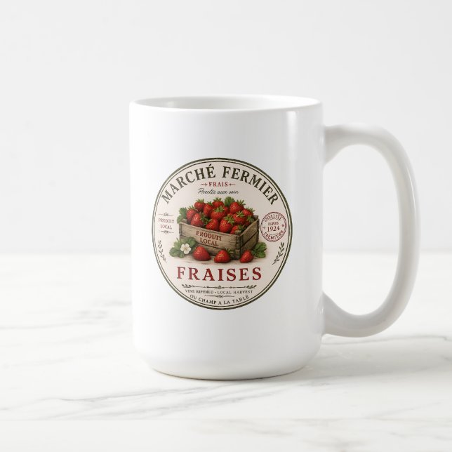 Caneca De Café Morangos de Mercado de Agricultores Franceses Vint (Direita)