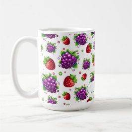 Caneca De Café Morangos e Uvas. Berries Coloridos