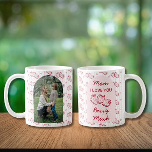 Caneca De Café Morangos Eu Amo Você Mamãe Dia das Mães Foto