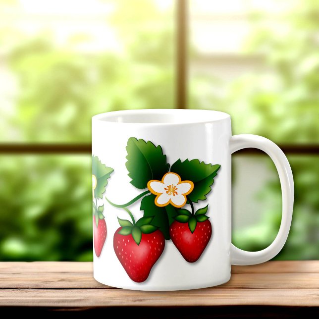 Caneca De Café Morangos Maravilhosos Eu Amo Morangos (Berry Lovely I Love Strawberries Coffee Mug. 
For all those who love strawberries!)