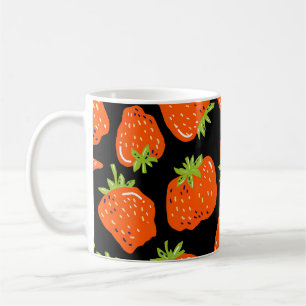 Caneca De Café Morangos Negros: Textura sem costura vinda