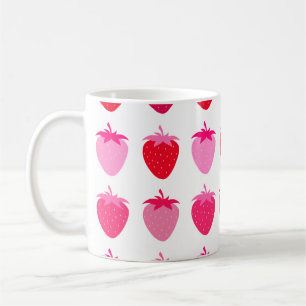 Caneca De Café Morangos Rosa E Vermelho