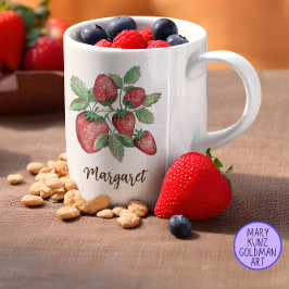 Caneca De Café Morangos Vermelhos Elegantes Bonito Personalizados