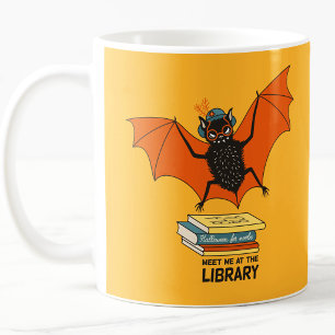 Caneca De Café Morcego Leitor   Bibliotecário Caprichoso com Livr