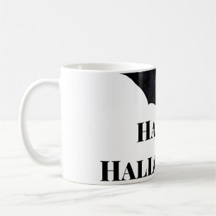 Caneca De Café Morcego preto feliz Halloween adicionar texto nome