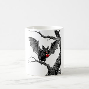 Caneca De Café Morcego Vampiro Vintage com Impressão de Arte Góti
