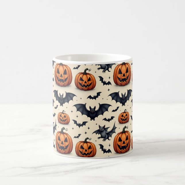 Caneca De Café Morcegos de Halloween (Centro)