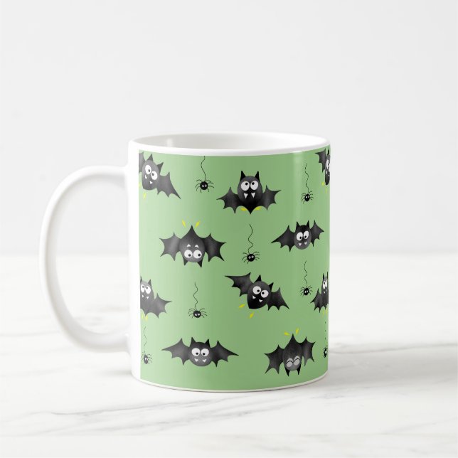 Caneca De Café Morcegos de Halloween e aranhas perigosas (Esquerda)