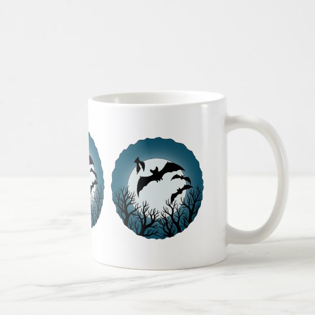 Caneca De Café Morcegos e Árvores Contra a Lua (Direita)