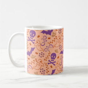 Caneca De Café Morcegos, Fantasmas, Caveiras de Halloween
