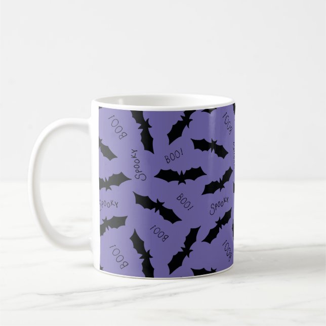 Caneca De Café Morcegos Roxos Halloween (Esquerda)