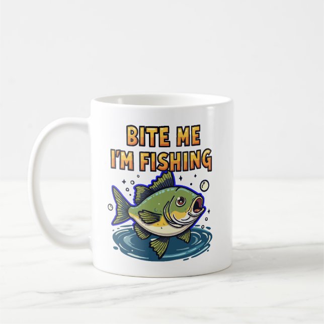 Caneca De Café Morde Me, Estou Pescando (Esquerda)