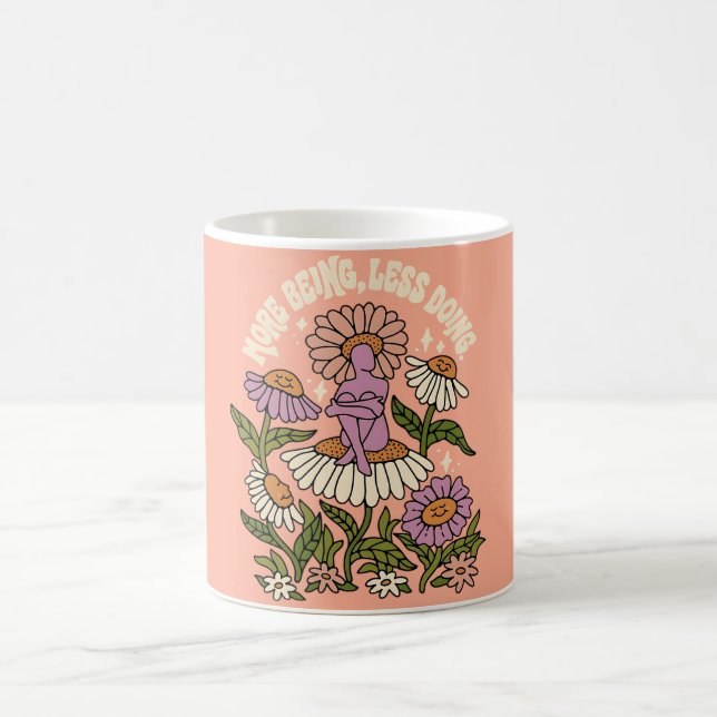 Caneca De Café More Being Less Doing Self Care Floral Mug (Centro)