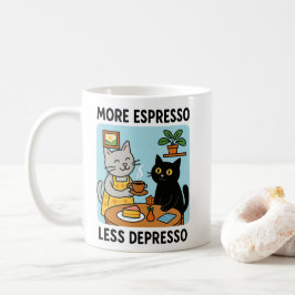 Caneca De Café More Espresso Less Depresso Black Cat