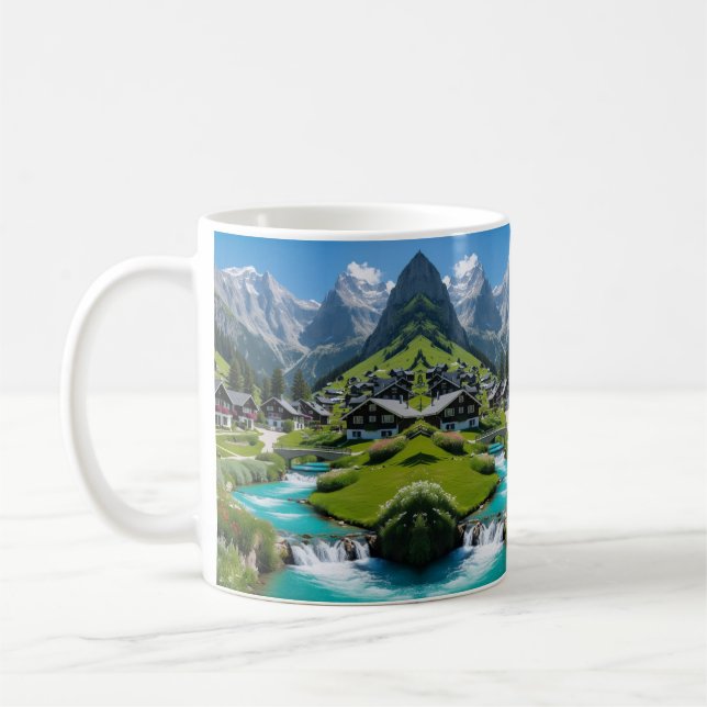 Caneca De Café "Morning Bliss - Alpina Village Escape" (Esquerda)
