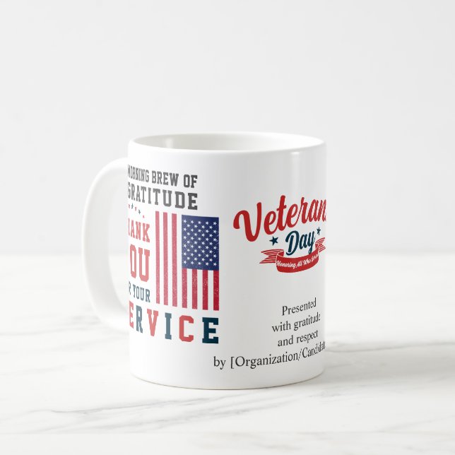 Caneca De Café Morning Brew of Gratitude Patriotic Veterans Day (Frente Esquerda)