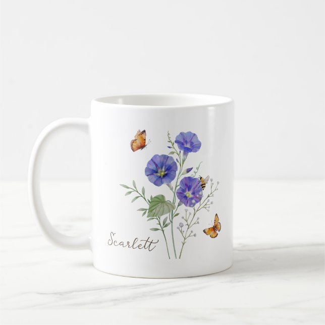 Caneca De Café Morning Glory Birth Month Flower (Esquerda)